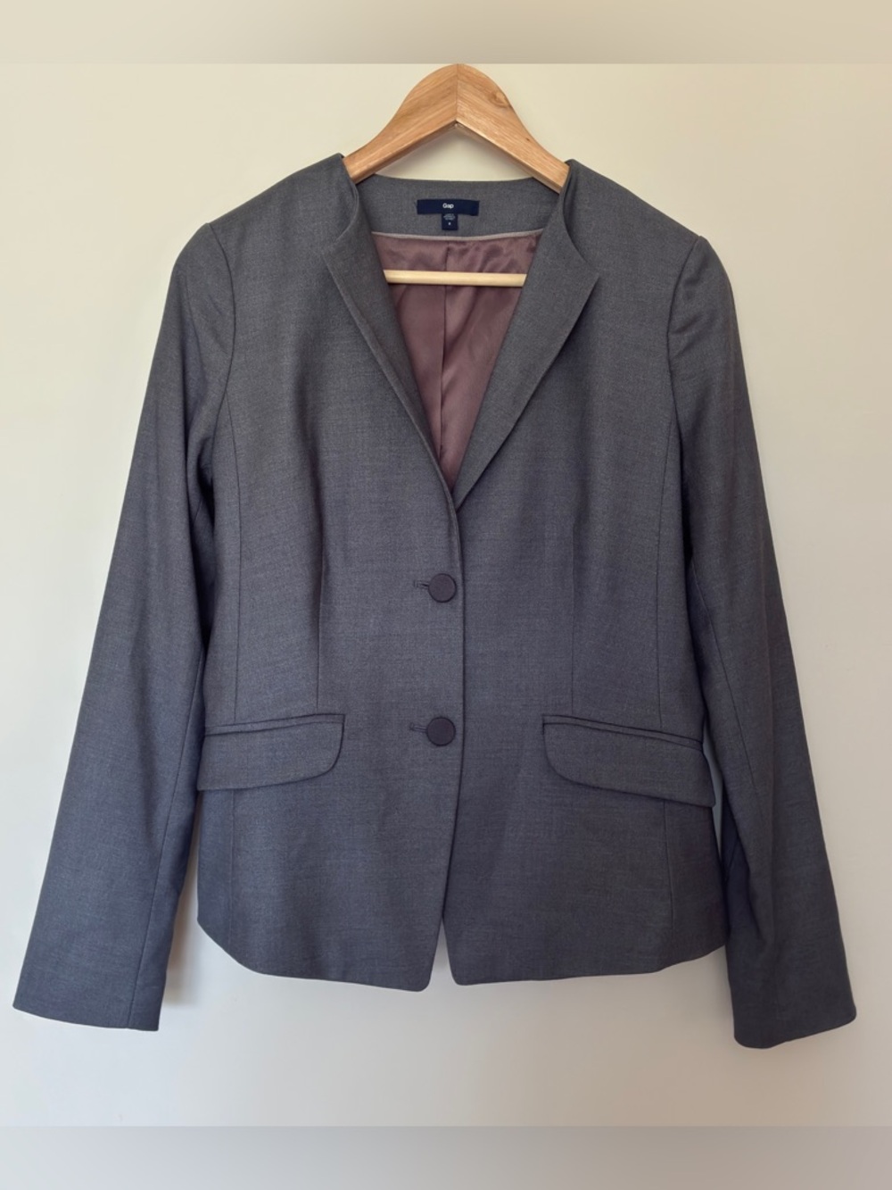 Gap Gray Collarless Blazer Size 2 Minimalist Jacket